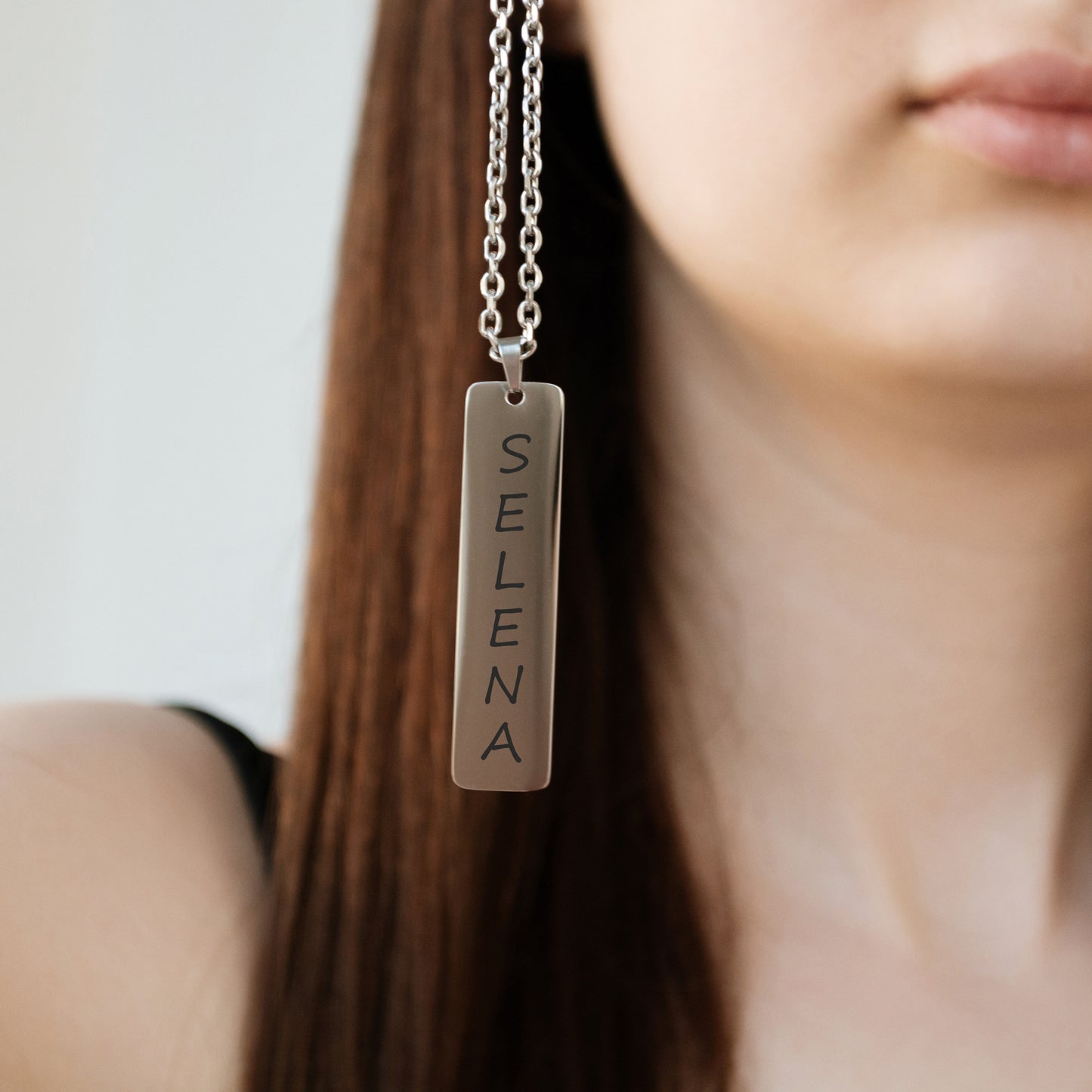Personalized Engraved Necklace – Custom Name Bar Pendant