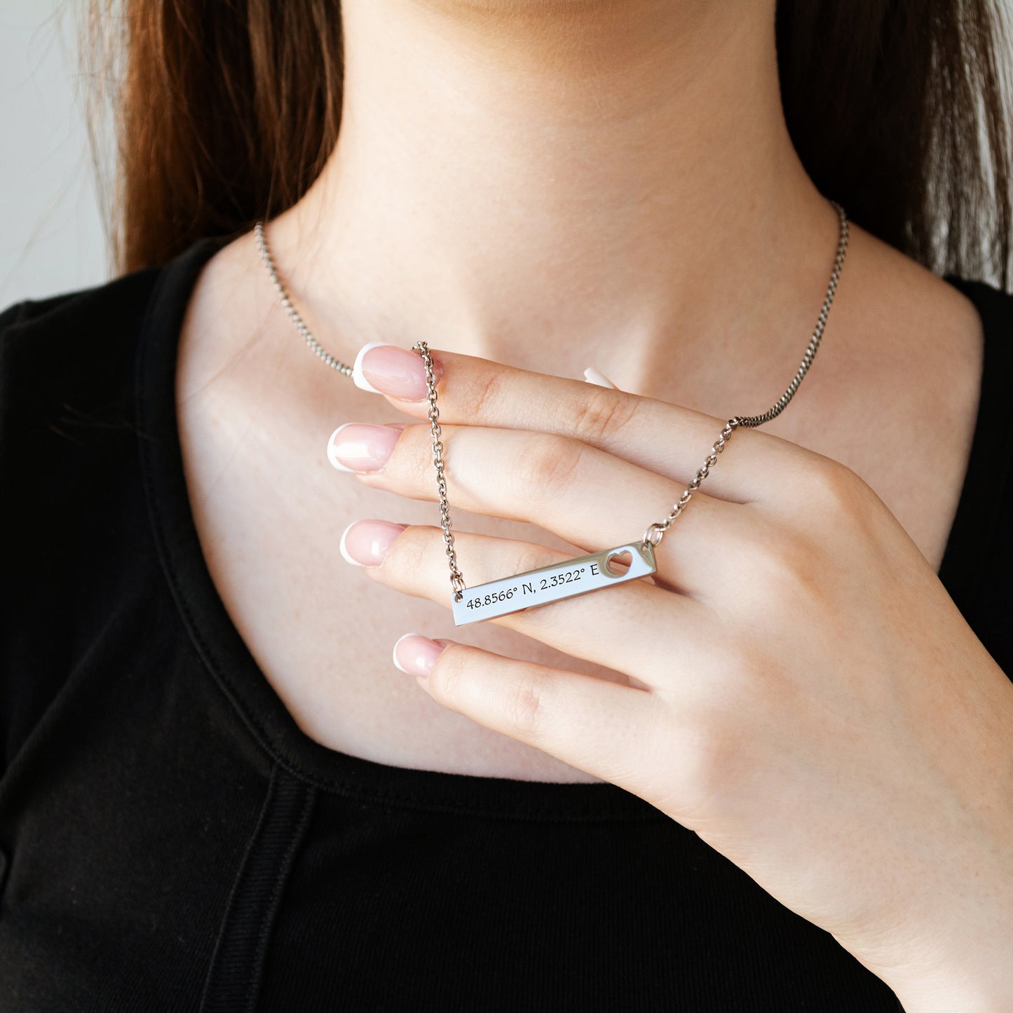 Engraved Coordinates Necklace – Custom Stainless Steel Jewelry