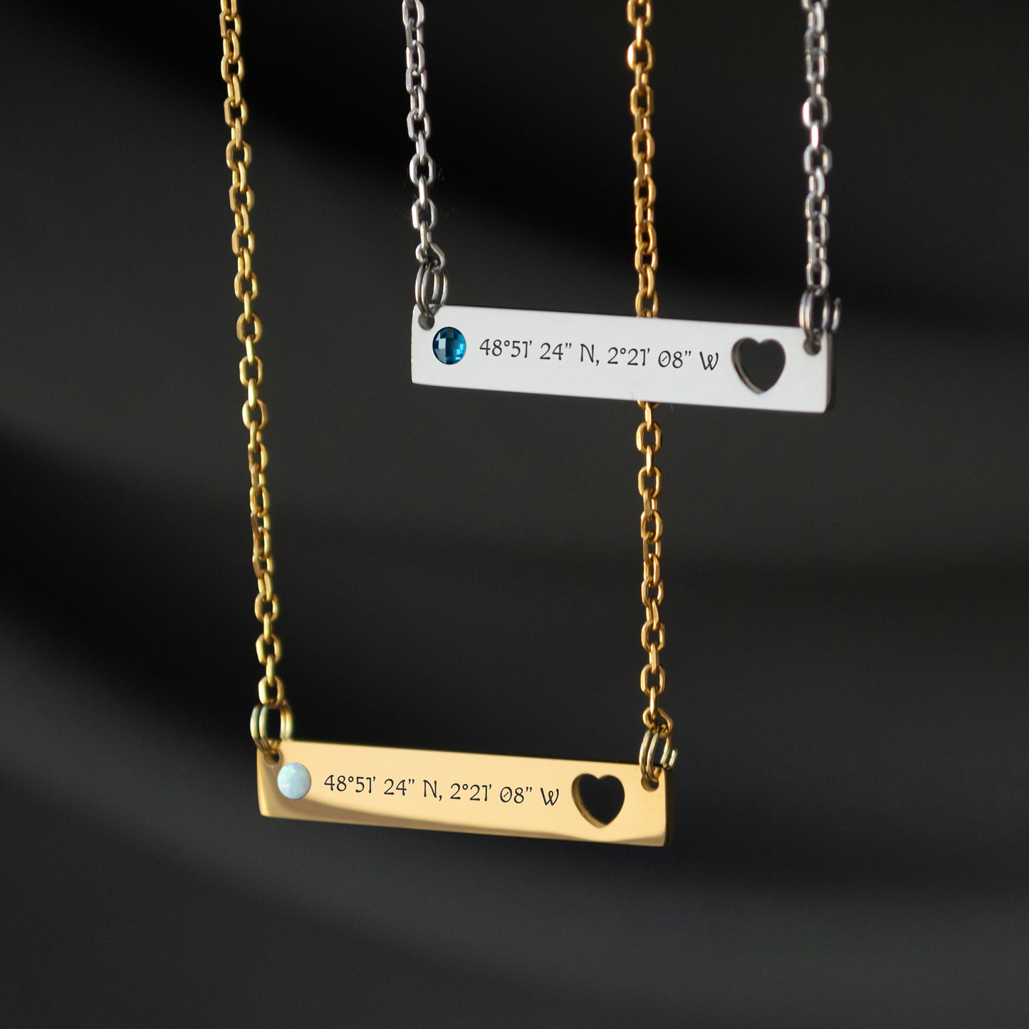 Custom Coordinates Necklace – Personalized Engraved Jewelry
