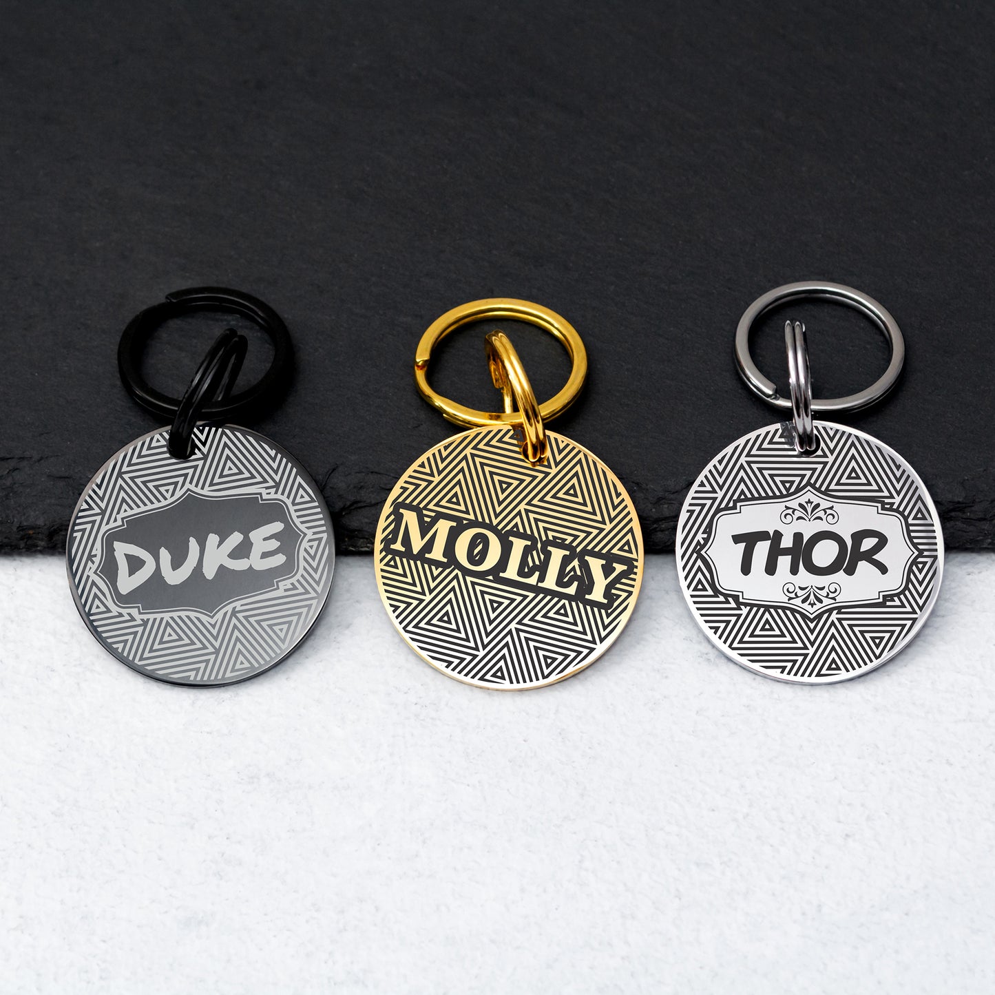 Dog Name Tag - Double Sided Engraved Pet Collar Tag