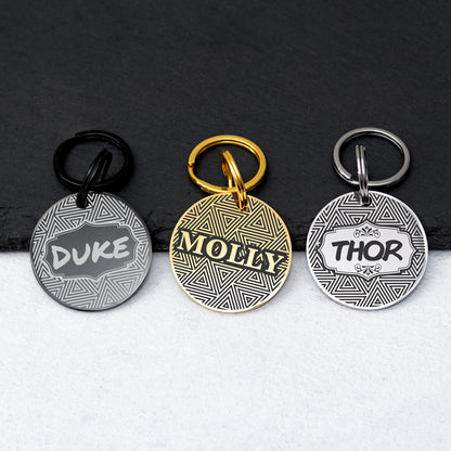 Dog Name Tag - Double Sided Engraved Pet Collar Tag