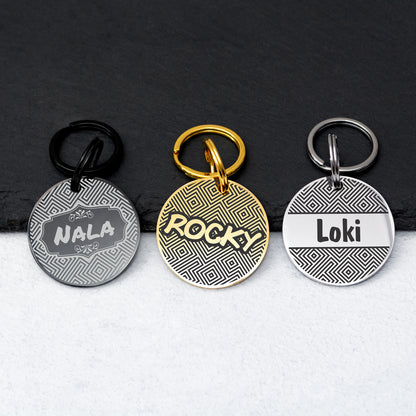 Dog Name Tag - Double Sided Engraved Pet Collar Tag