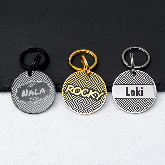 Dog Name Tag - Double Sided Engraved Pet Collar Tag