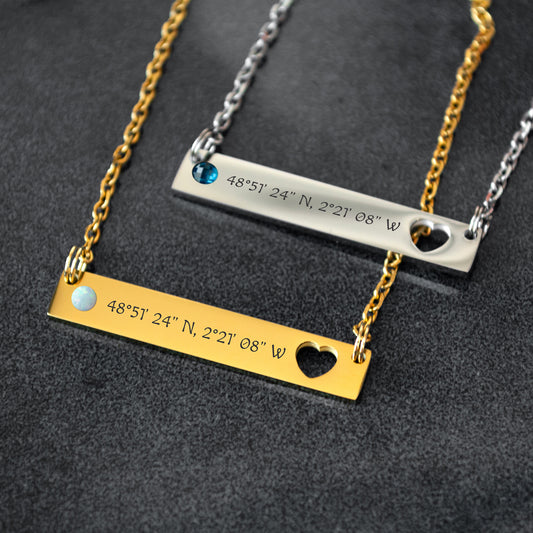 Custom Coordinates Necklace – Personalized Engraved Jewelry