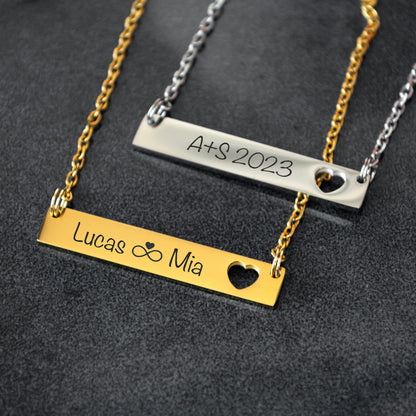 Engraved Name Bar Necklace – Personalized Everyday Jewelry