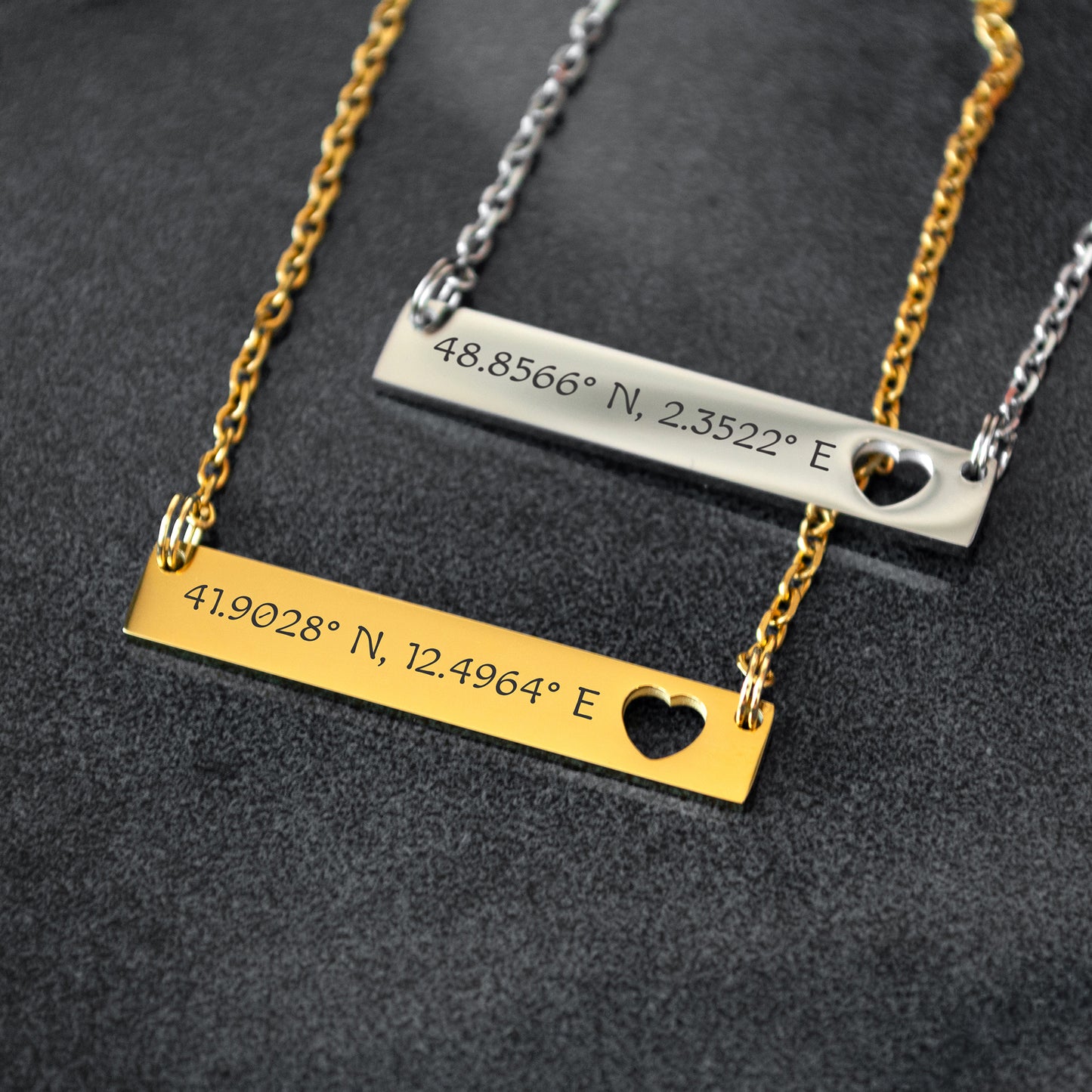 Engraved Coordinates Necklace – Custom Stainless Steel Jewelry