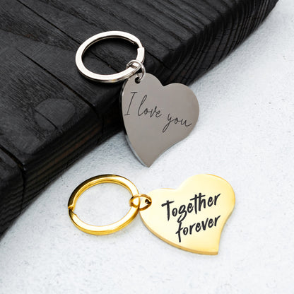 Love Keychain - Handwriting or Font Engraving