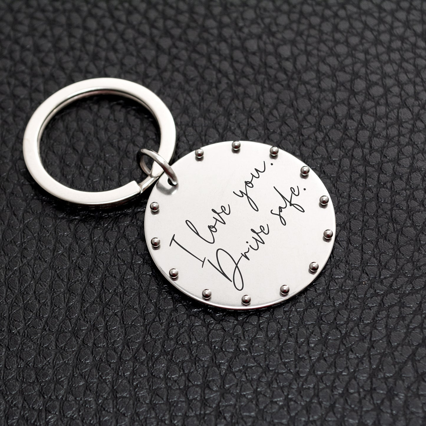 Engraved Drive Safe Keychain - Personalized Keepsake with Your Message