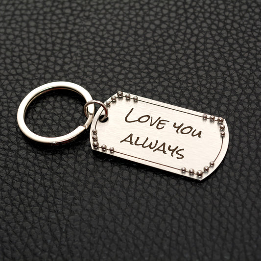 Engraved Handwriting Keychain - Personalized Family Gift