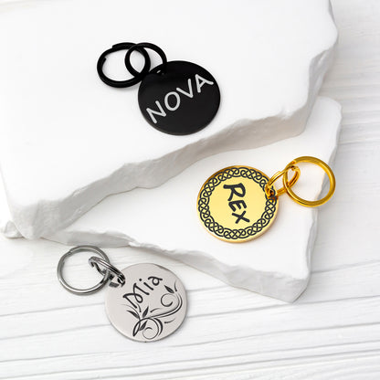 Engraved Dog Tag - Personalized Pet Collar Tag with ID