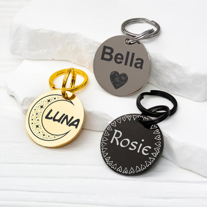Personalized Dog and Cat Tag - Stainless Steel Engraved Pet ID Tag