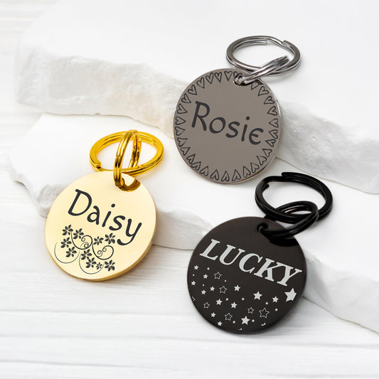 Engraved Dog Tag - Personalized Pet Collar Tag with ID