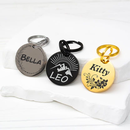 Dog Name Tag - Double Sided Engraved Pet Collar Tag