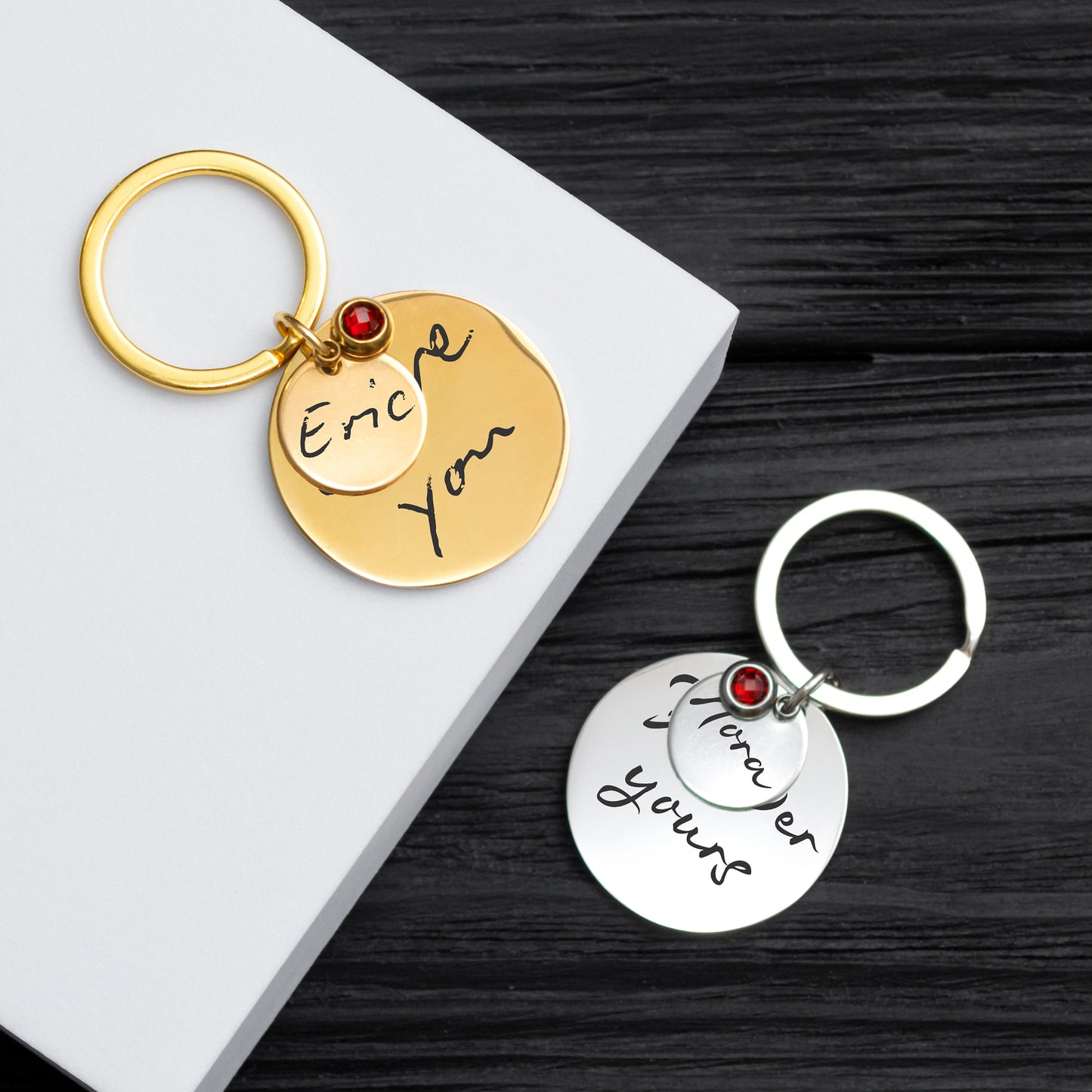 Couples Keychain - Custom Handwriting or Font Engraving