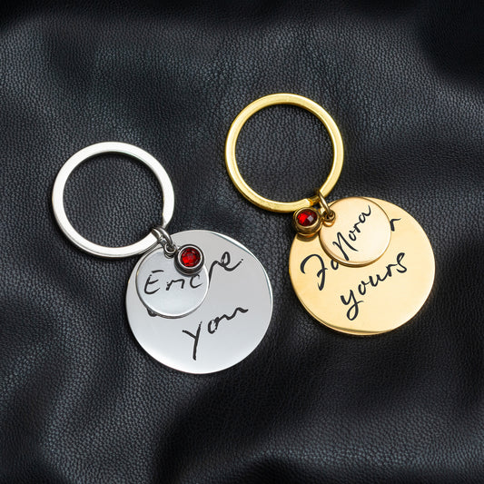 Couples Keychain - Custom Handwriting or Font Engraving