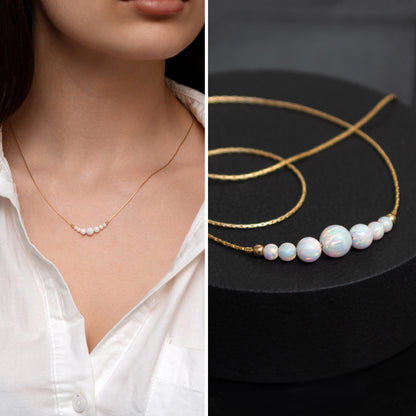 Beautiful Opal Bead Necklace - Choose Silver or Gold-Filled for a Refined Look