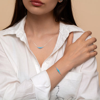 Timeless Silver or Gold-Filled Necklace and Bracelet Set with Stunning Opal Beads