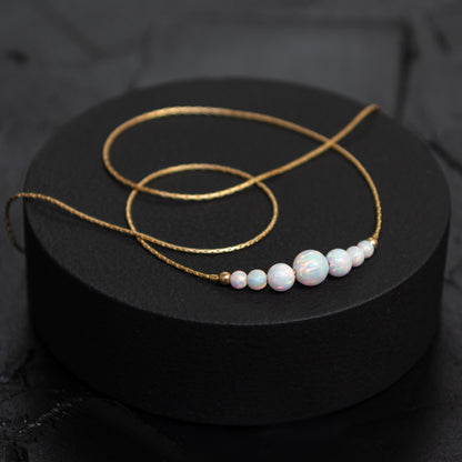 Beautiful Opal Bead Necklace - Choose Silver or Gold-Filled for a Refined Look