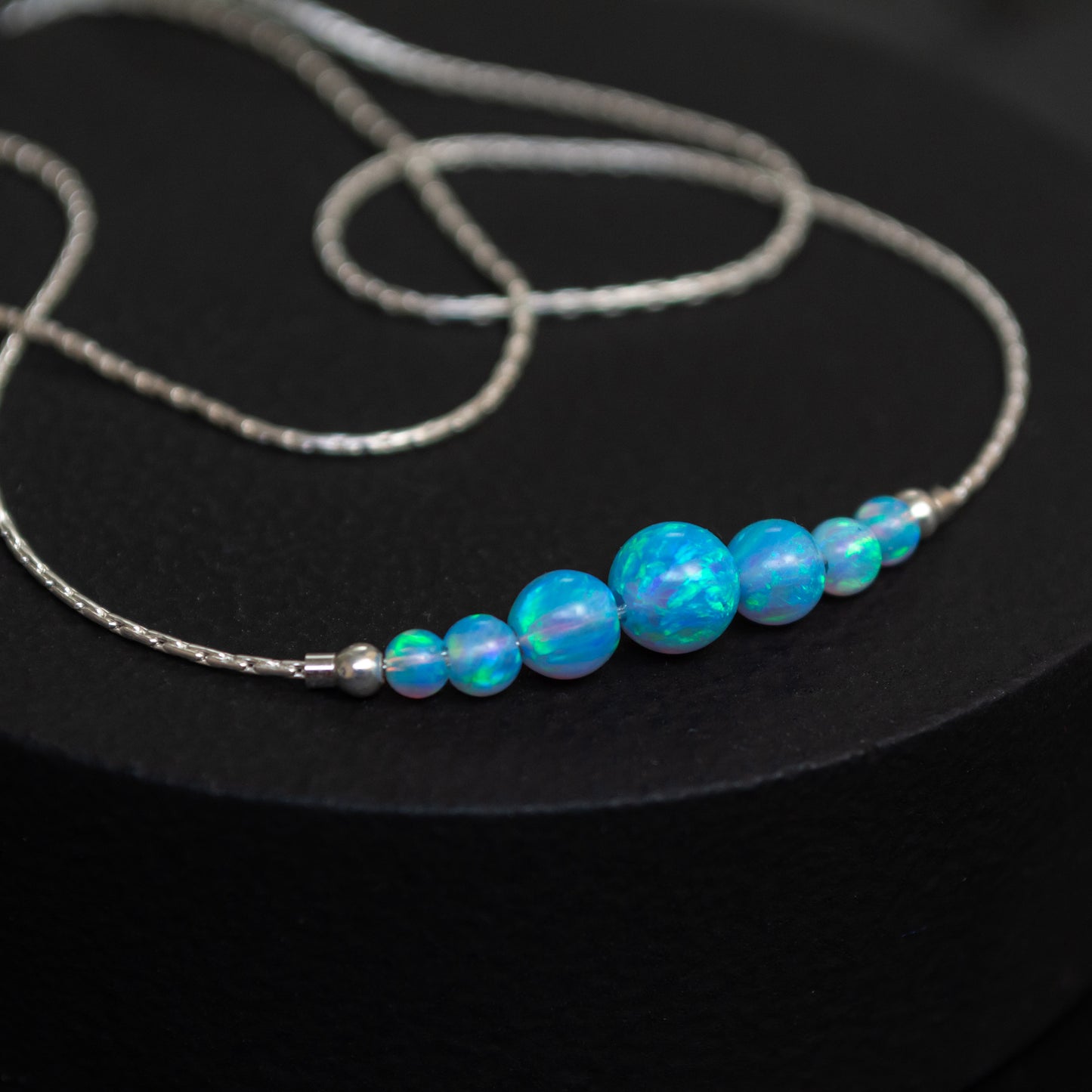 Elegant and Modern Opal Bead Necklace - Custom Silver or Gold-Filled