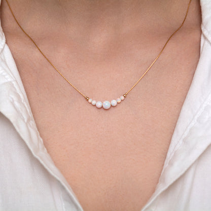 Beautiful Opal Bead Necklace - Choose Silver or Gold-Filled for a Refined Look