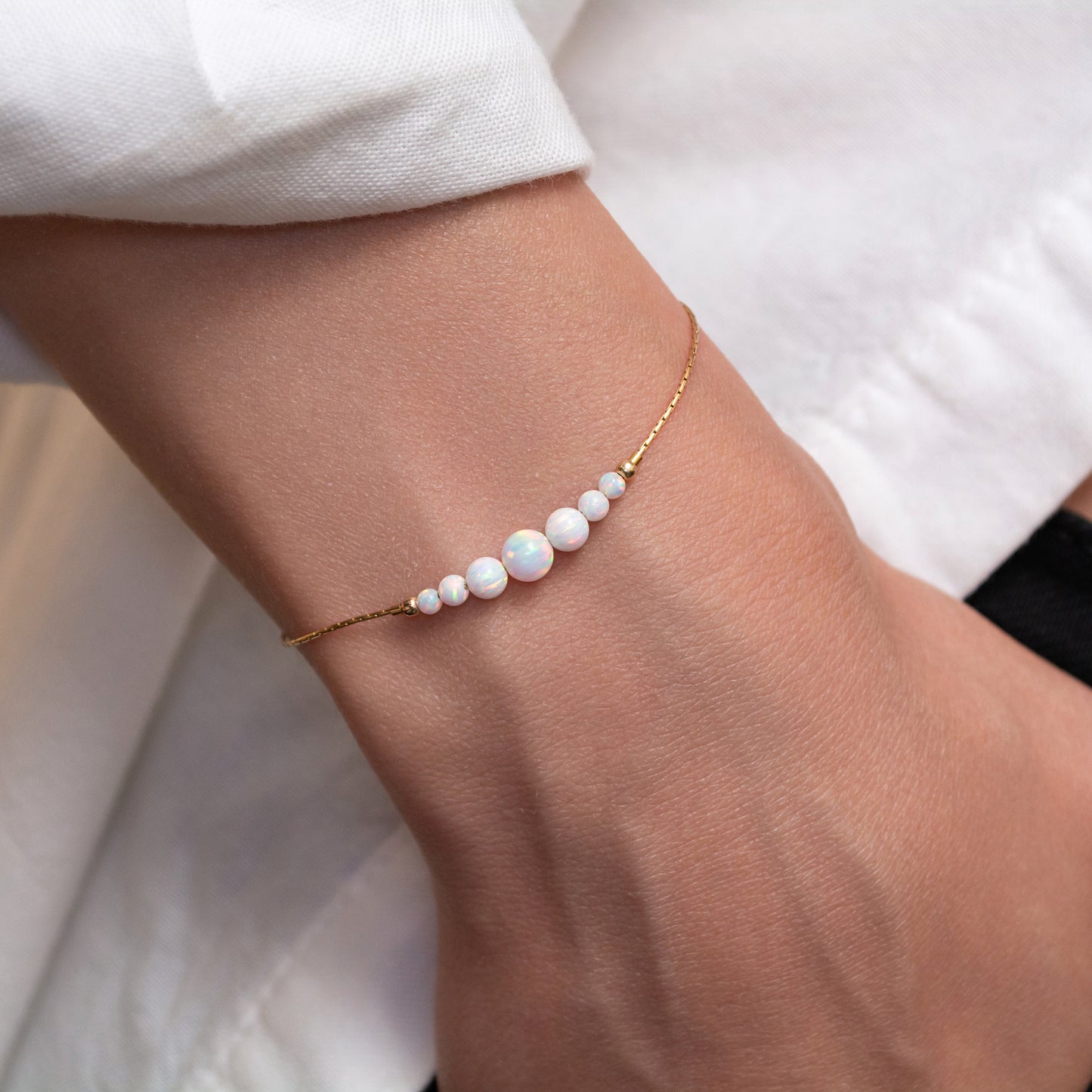 Beautiful Opal Bead Bracelet - Choose Silver or Gold-Filled for a Refined Look