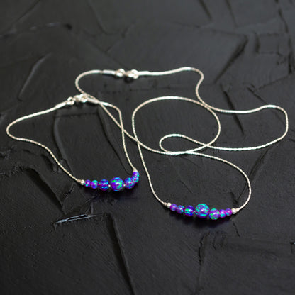 Modern and Tiny Opal Necklace and Bracelet Set in Elegant Silver or Gold-Filled Options