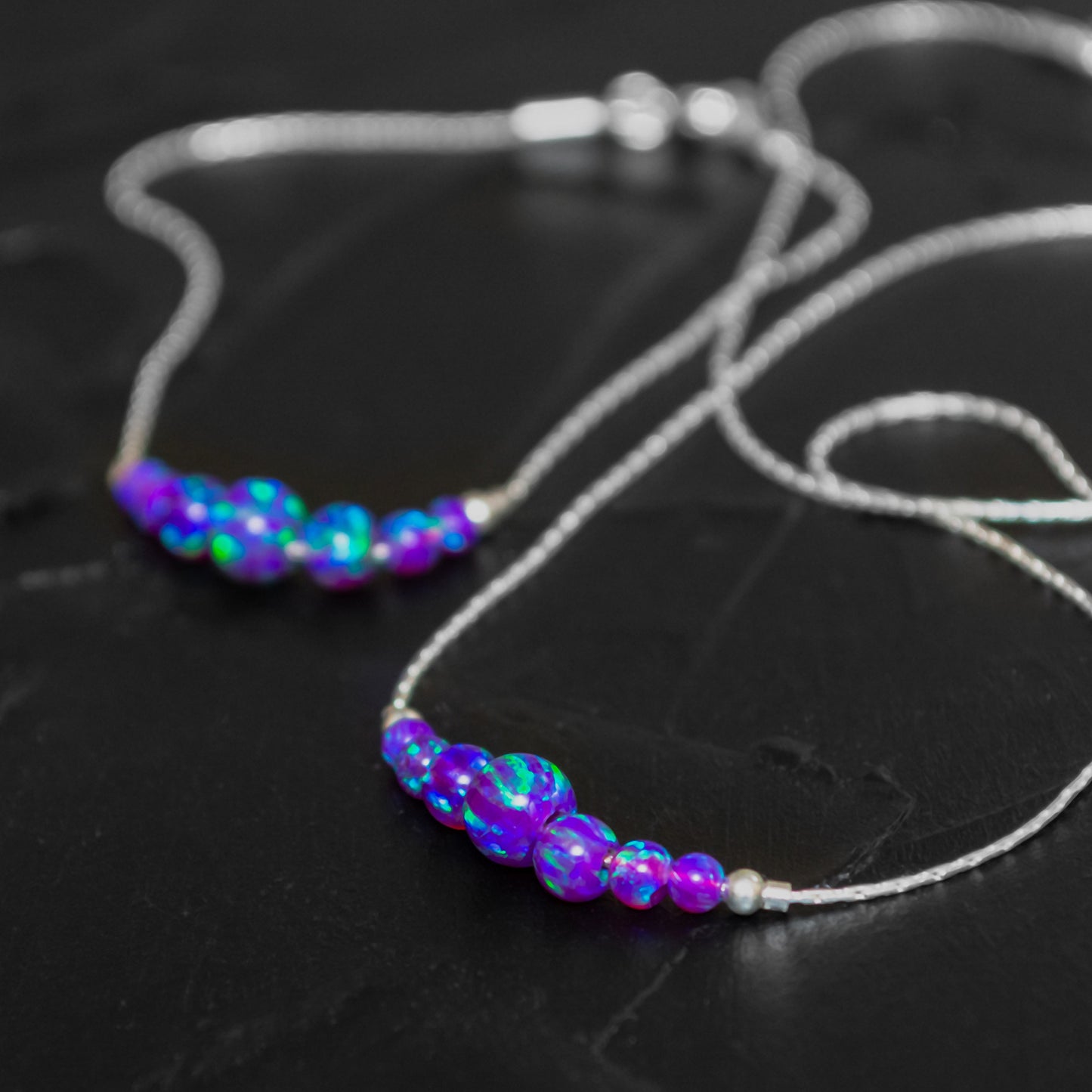 Modern and Tiny Opal Necklace and Bracelet Set in Elegant Silver or Gold-Filled Options