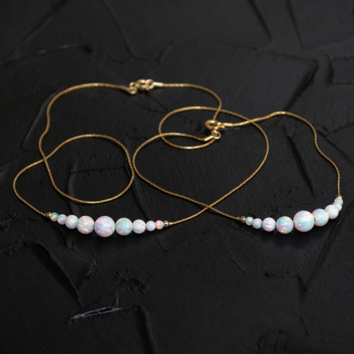 Minimalistic and Chic Silver/Gold-Filled Necklace and Bracelet Set with Stunning Opal Accents