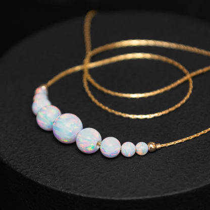 Exquisite Silver/Gold-Filled Necklace with Tiny Opal Accents