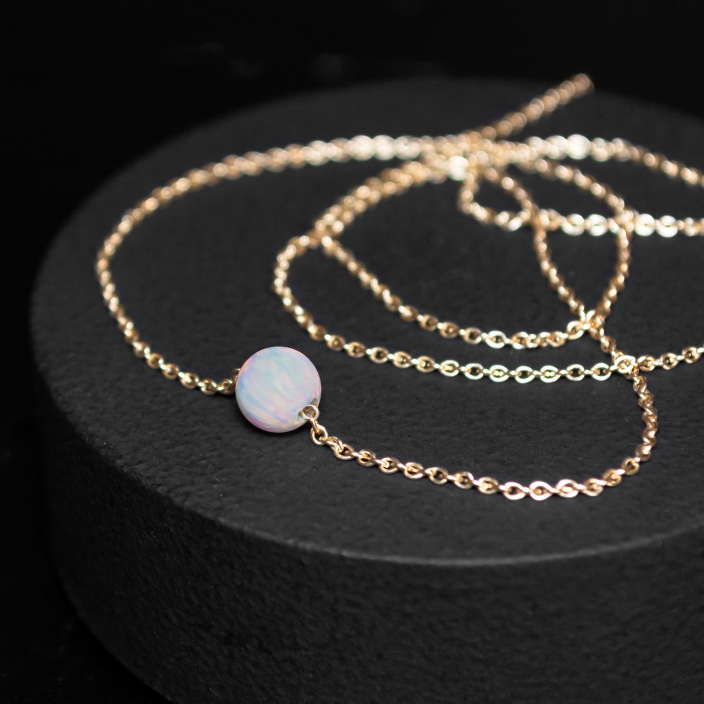 Elegant Opal Bead Necklace - Customizable in Silver or Gold-Filled