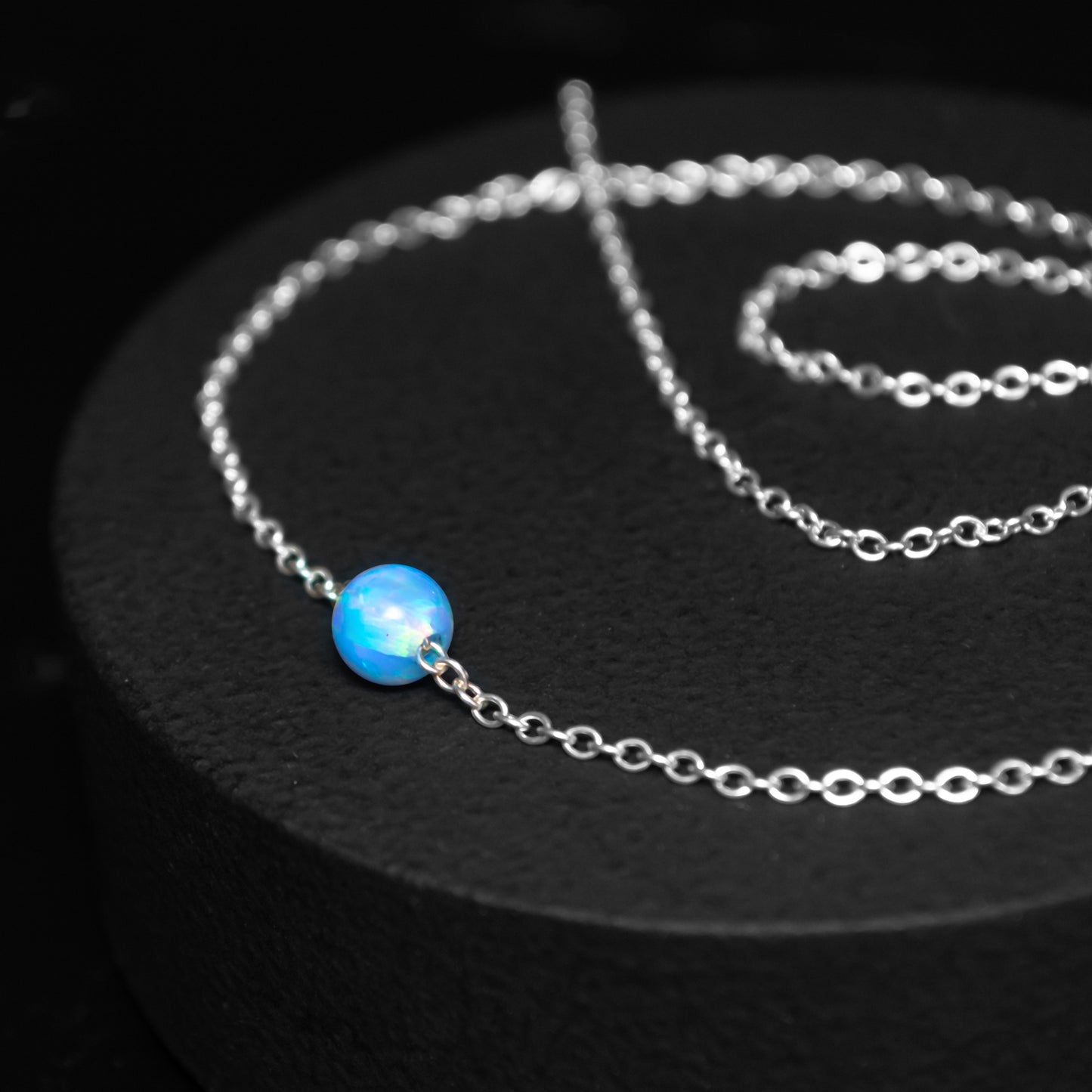 Modern Opal Bead Necklace in Elegant Silver or Gold-Filled