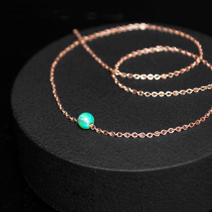 Minimalist Opal Bead Necklace - Customizable in Silver or Gold-Filled