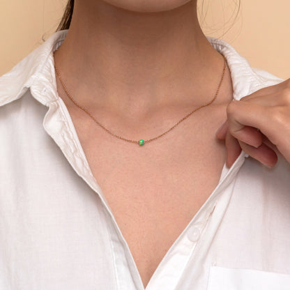 Minimalist Opal Bead Necklace - Customizable in Silver or Gold-Filled