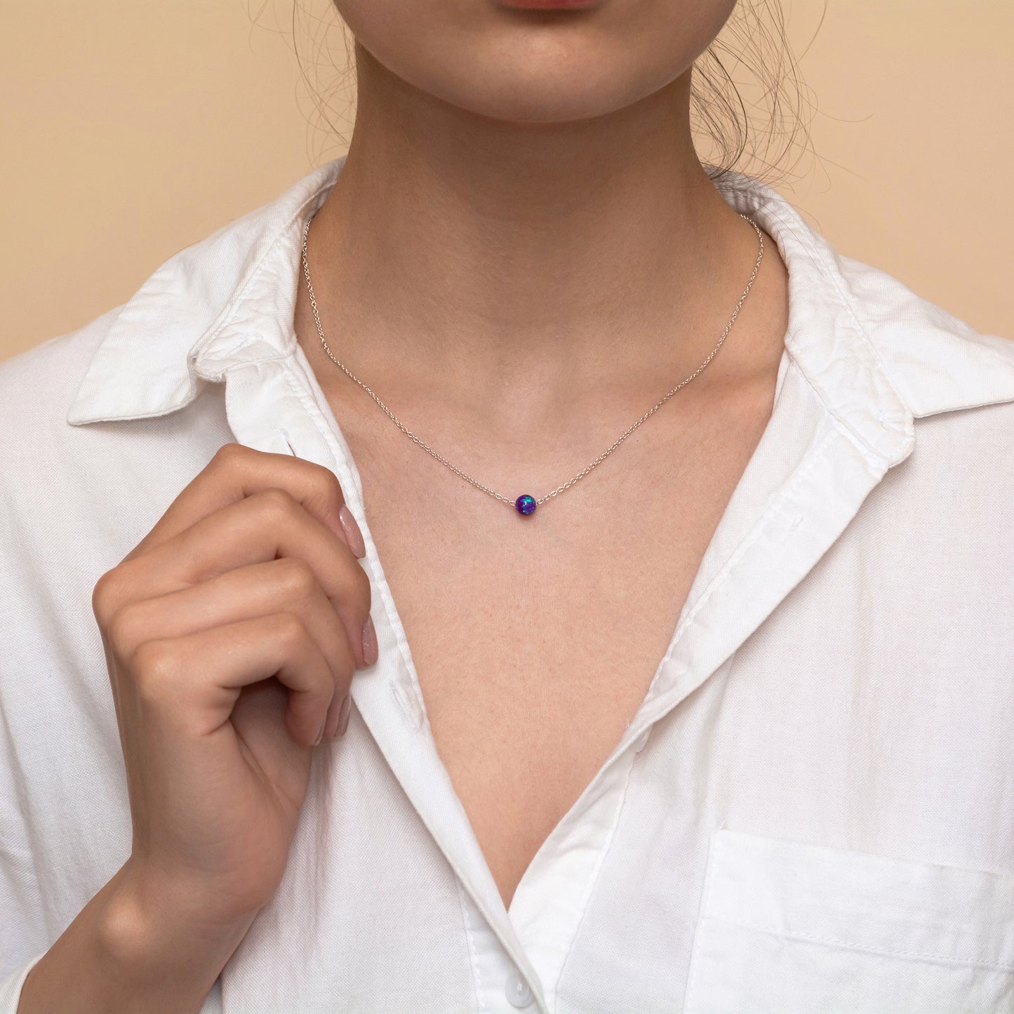 Dainty Opal Necklace - Customizable in Beautiful Silver or Gold-Filled