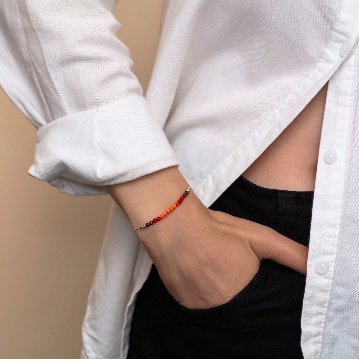 Exquisite Silver/Gold-Filled Bracelet with Tiny Opal Accents