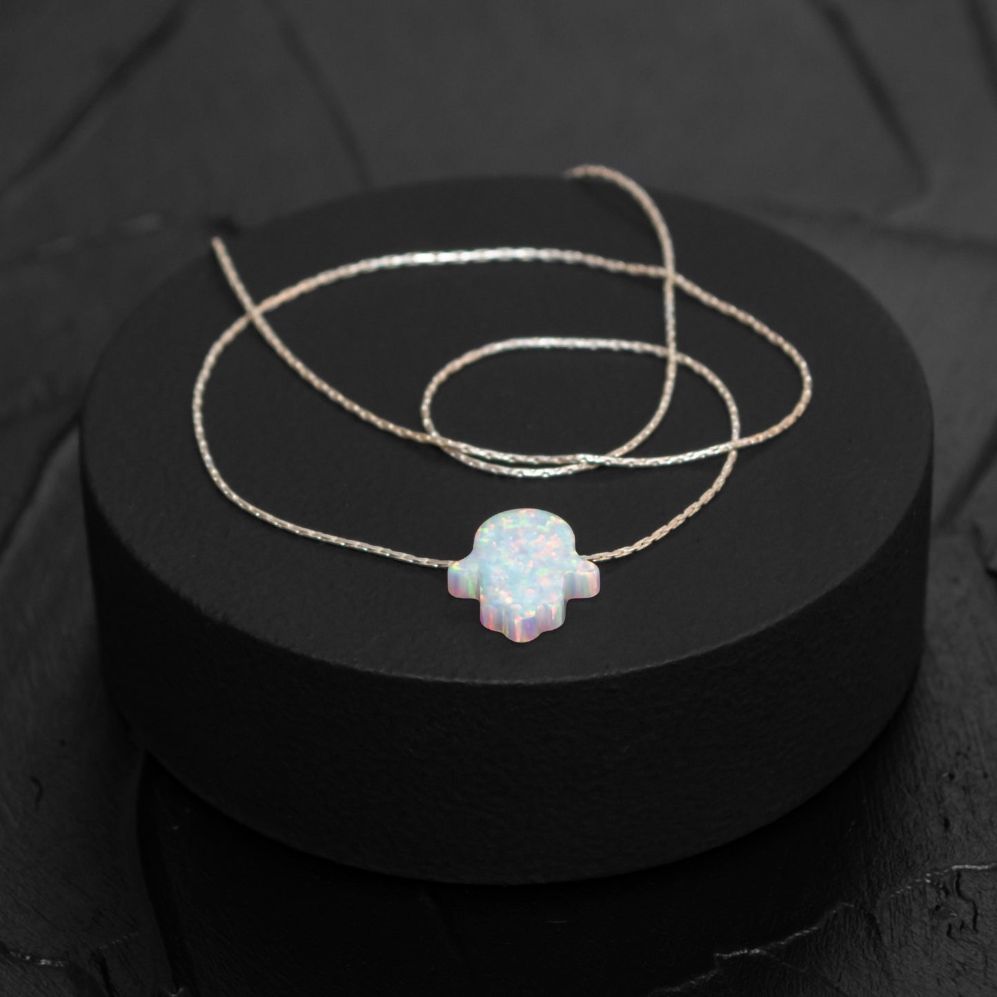 Chic and Minimalist Opal Hamsa Necklace - Choose Silver or Gold-Filled