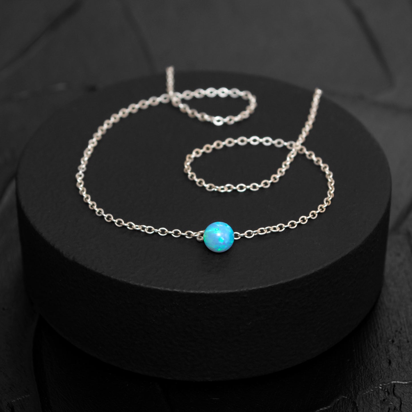 Luxurious Silver or Gold-Filled Necklace with Tiny Opal Accent