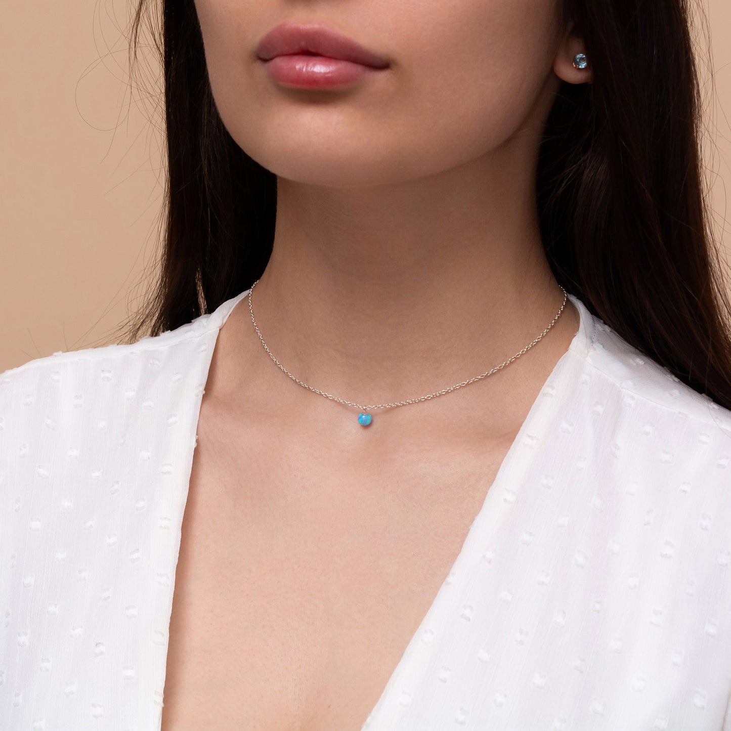 Luxurious Silver or Gold-Filled Necklace with Tiny Opal Accent