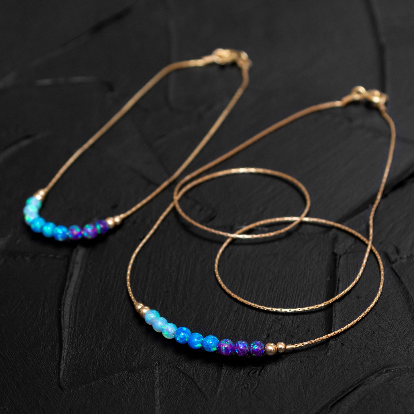 Elegant Custom Silver or Gold-Filled Necklace and Bracelet Set with Dainty Opal Beads