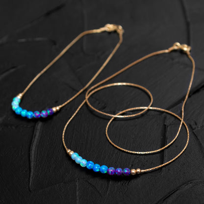 Elegant Custom Silver or Gold-Filled Necklace and Bracelet Set with Dainty Opal Beads