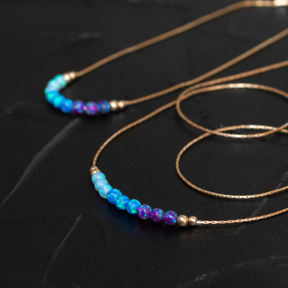 Elegant Custom Silver or Gold-Filled Necklace and Bracelet Set with Dainty Opal Beads