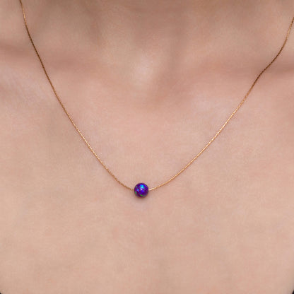 Modern and Tiny Opal Necklace in Elegant Silver or Gold-Filled Options