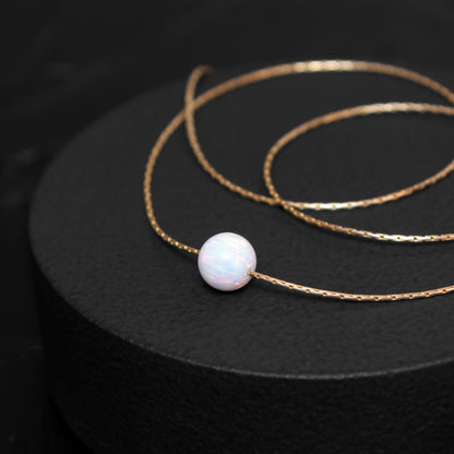 Delicate Personalized Silver or Gold-Filled Opal Bead Necklace