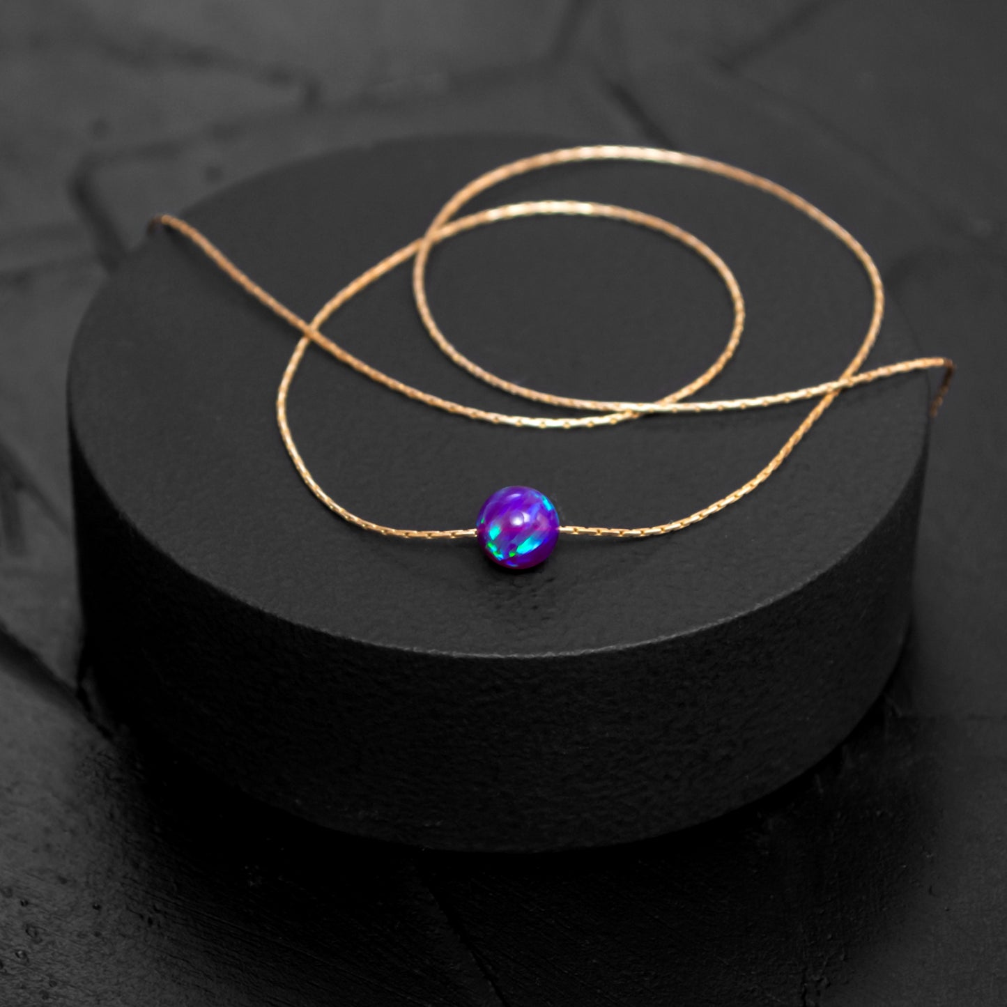 Modern and Tiny Opal Necklace in Elegant Silver or Gold-Filled Options