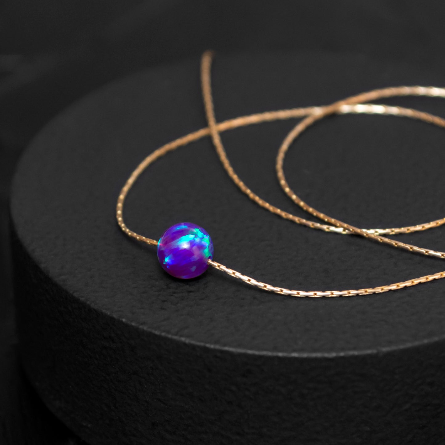 Modern and Tiny Opal Necklace in Elegant Silver or Gold-Filled Options