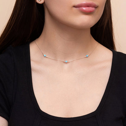 Elegant Custom Silver or Gold-Filled Necklace with Dainty Opal Beads