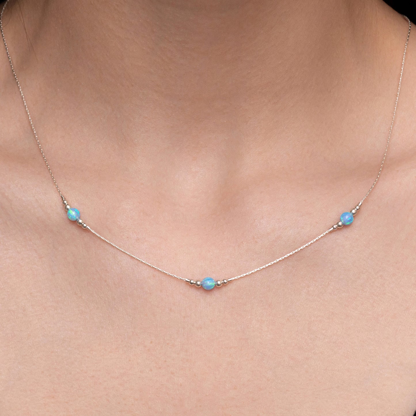 Elegant Custom Silver or Gold-Filled Necklace with Dainty Opal Beads