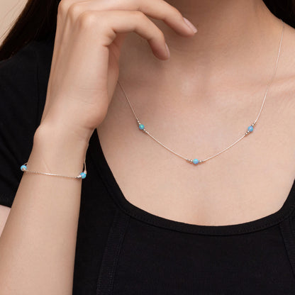 Elegant Silver or Gold-Filled Necklace and Bracelet Set with Delicate Opal Beads