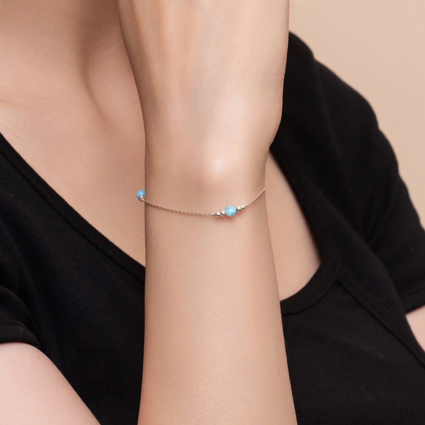 Chic and Minimalist Opal Bead Bracelet - Choose Silver or Gold-Filled