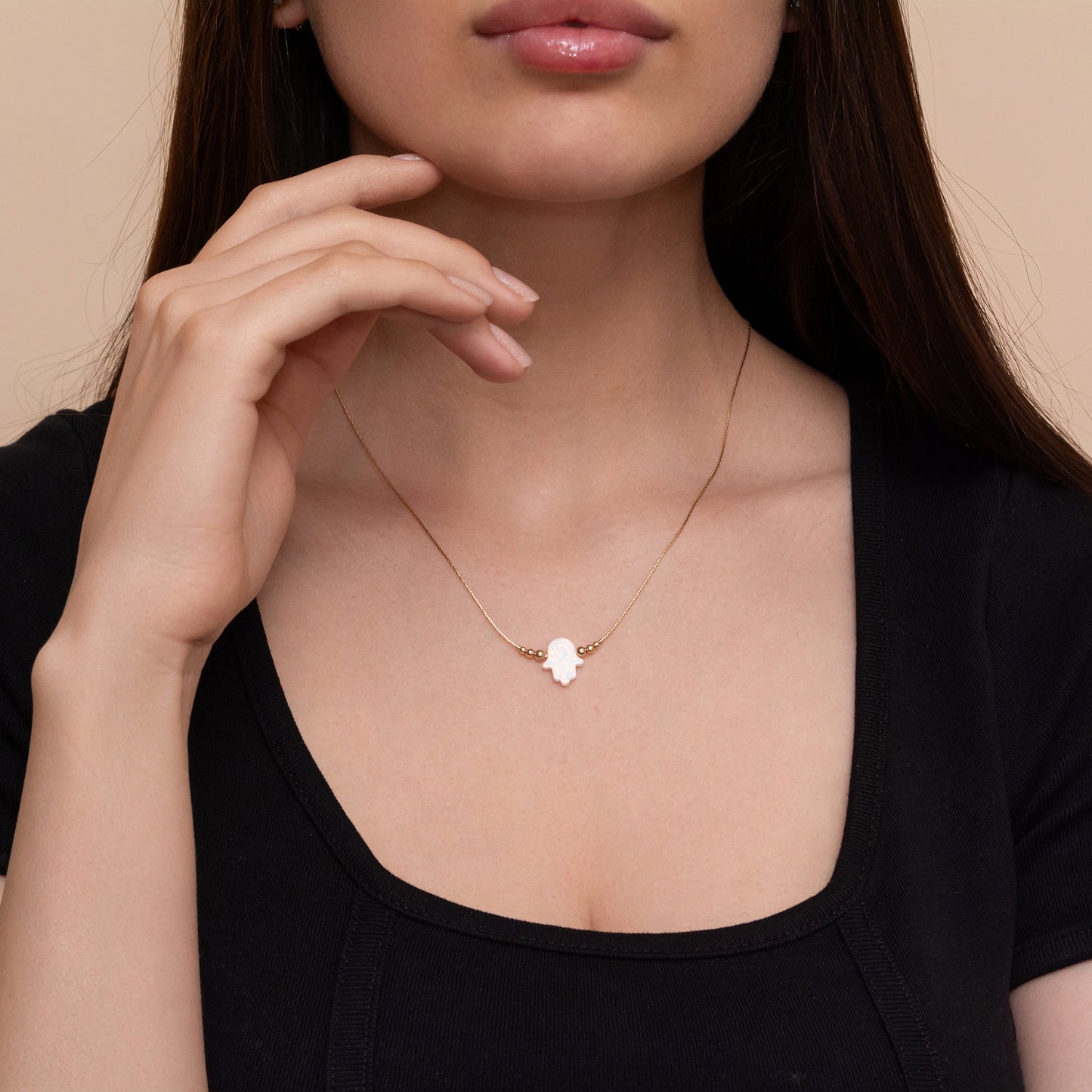 Delicate Opal Hamsa Necklace - Choose Silver or Gold-Filled for a Dainty Look